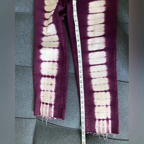 PACSUN Maroon and White Tie-Dye High Rise Buttonfly Straight Leg Jeans Size 25 - Picture 8 of 12